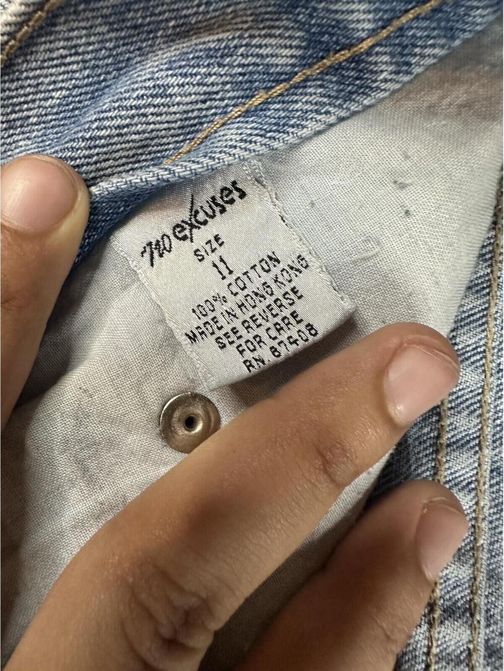 VNT 90s One World Plaid Patchwork Distressed Jeans Size 11 High Rise Straight - Picture 10 of 16